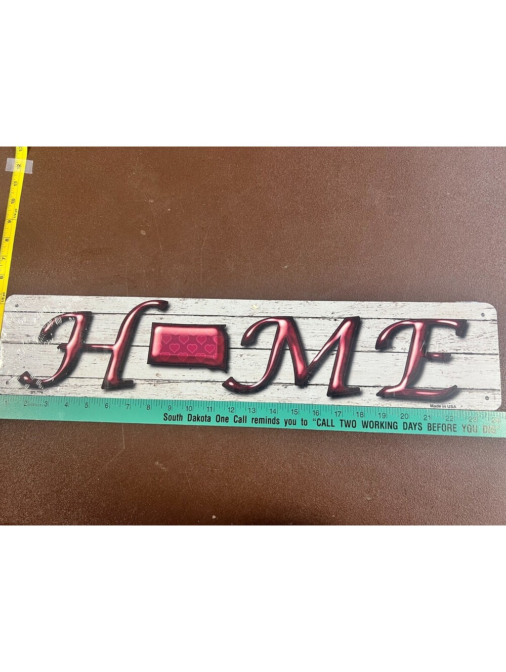 South Dakota Home 5x24 Aluminum Metal Sign Hearts Rustic Wall Decor